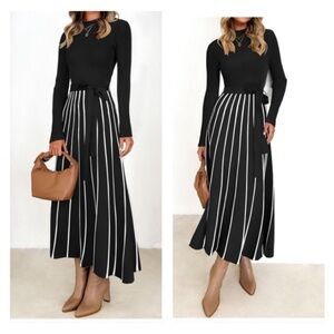 Black and White Striped Maxi Dress